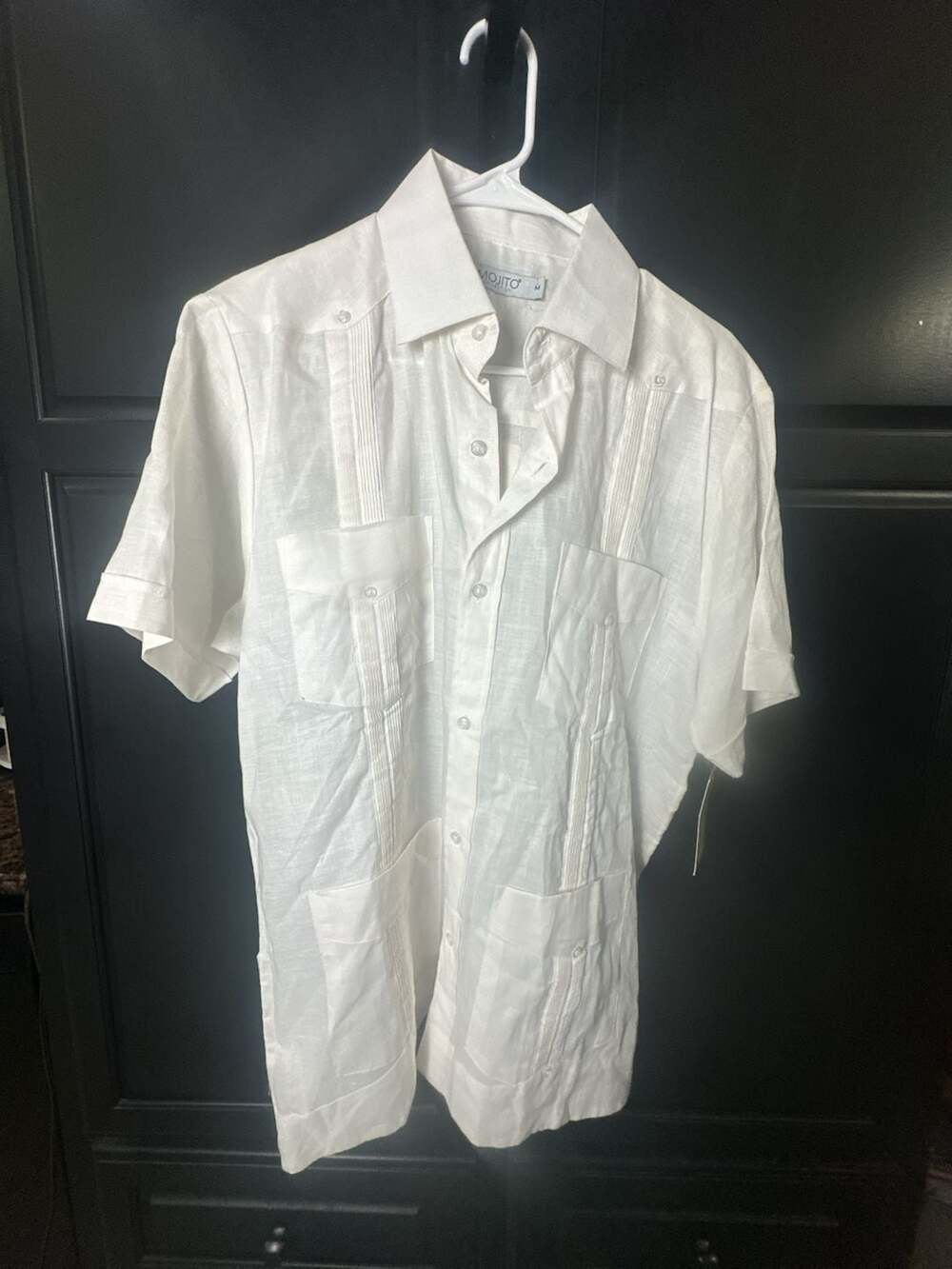 Mojito Collection Men's White 100% Linen Guayabera Shirt Size Medium #466